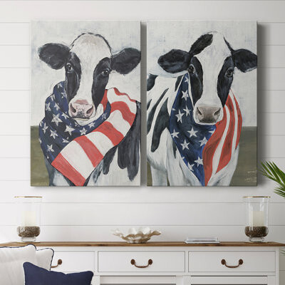 Wexford Home American Cow I-Premium Gallery Wrapped Canvas -Ready to Hang