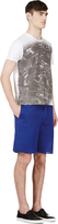 Thumbnail for your product : Calvin Klein Collection SSENSE Exclusive - Cobalt Blue Mesh Shorts