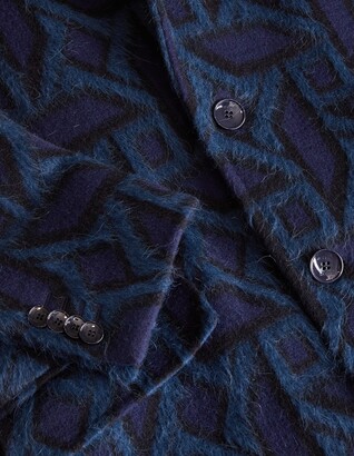 Etro Man Navy Blue Semi-traditional Coat With Geometric Pattern - ShopStyle