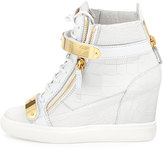 Thumbnail for your product : Giuseppe Zanotti Embossed Double-Strap Wedge Sneaker
