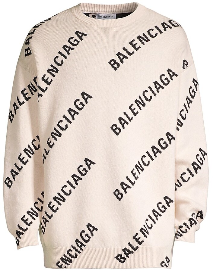 Balenciaga All-Over Logo Print Crewneck Sweater - ShopStyle