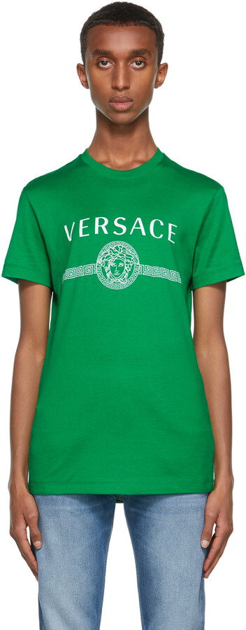Versace Green & White Medusa Logo T-Shirt - ShopStyle