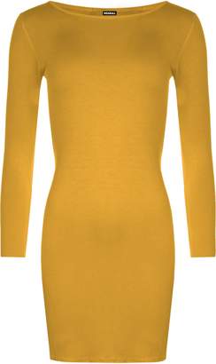 WearAll Womens Plus Size Bodycon Stretch Long Sleeve Dress Plain Top - 14-16