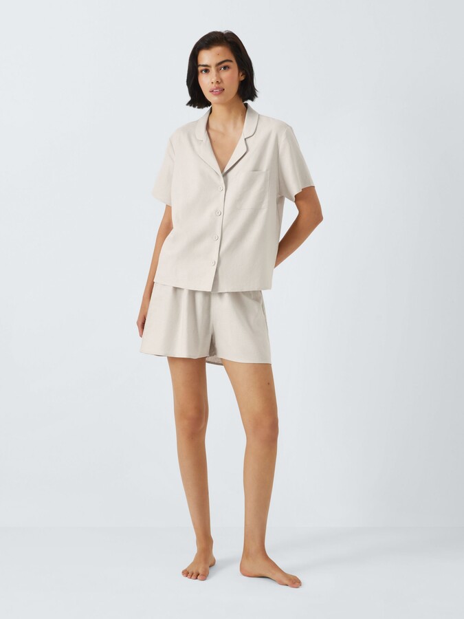 John Lewis & Partners Shirt Short Linen Blend Pyjama Set - ShopStyle