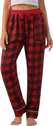 iClosam Women\'s Plaid Pyjama Bottoms Cotton Checked Pj Bottoms Soft Flannel  Lounge Pants with Drawstring Pockets S-XXL - ShopStyle