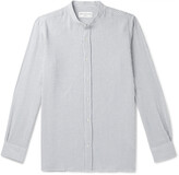 Thumbnail for your product : Officine Generale Gaston Grandad-Collar Striped Cotton-Blend Seersucker Shirt