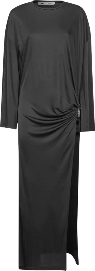 ATTICO Gathered-Side Slit Maxi Dress