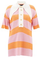 Thumbnail for your product : ELZINGA Exaggerated-collar Striped Jersey Mini Dress - Orange Multi