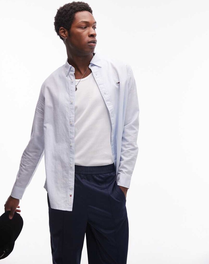 Tommy Jeans regular linen shirt in blue