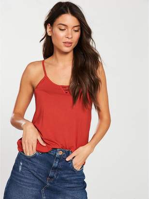 Very Lattice Detail Swing Cami Top - Red