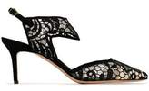 Thumbnail for your product : Nicholas Kirkwood Suede-Trimmed Lace Slingback Pumps