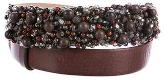 Brunello Cucinelli Bead-Embellished Leather Belt