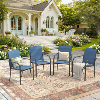 H.A.K Outdoor Stacking Patio Dining Armchair Set Of 4
