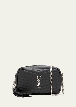 #266 YSL Saint Laurent Mini Lou Pebbled Leather Camera Bag RETAIL $1690  BLACK