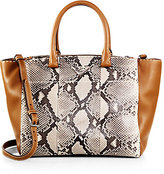 Thumbnail for your product : Prada Small Python & Calfskin Topstitched Twin-Pocket Tote