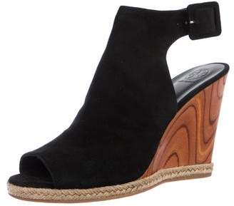 Tory Burch Suede Ankle Strap Wedges