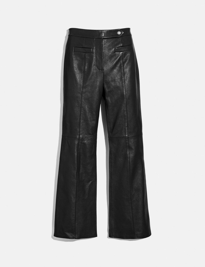 Coach Leather Flare Trousers - ShopStyle Wide-Leg Pants