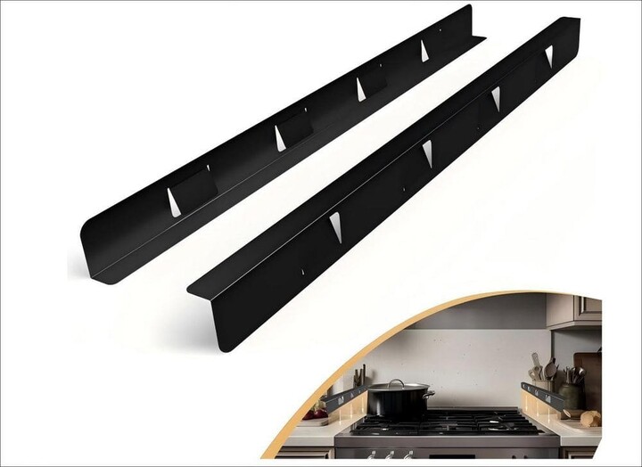 Wudkey 23.2 in. Stainless Steel Stove Gap Filler, Oven Side Gap Filler Between Stove and Counter for Kitchen, Black (2-Pack)