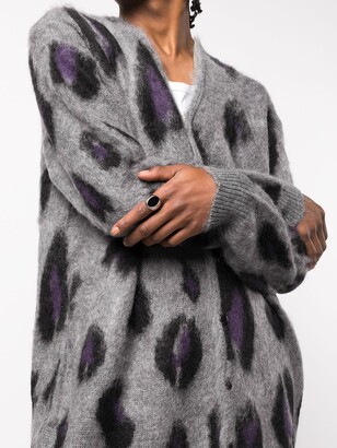 トップス Needles Mohair Long Cardigan Leopard NEEDLES Long Cardigan Mohair Leopard Print