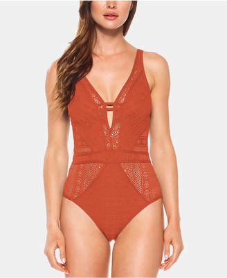 Becca Color Play Crochet Plunging One-Piece Swimsuit Women Swimsuit