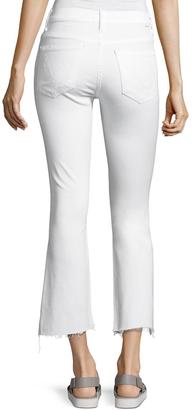 Mother Insider Cropp Step Fray Distressed Jeans, White