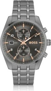 Gray-plated chronograph watch with gold-tone details Men's Watches