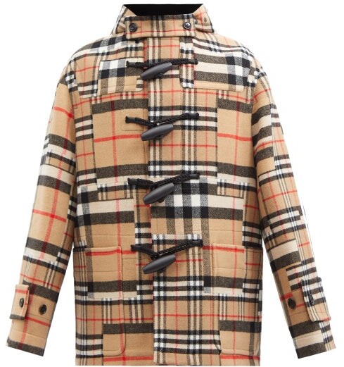 Burberry Check Hooded Wool-blend Duffel Coat - Beige - ShopStyle