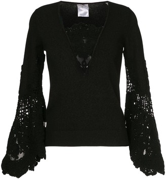 Chanel Pre Owned lace-embroidered flared top