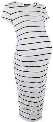 boohoo Maternity Striped Cap Sleeve Midi Dress