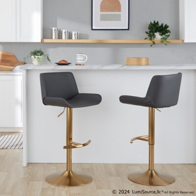 LumiSource Santi Bar Height Swivel Bar Stool (Set of 2)