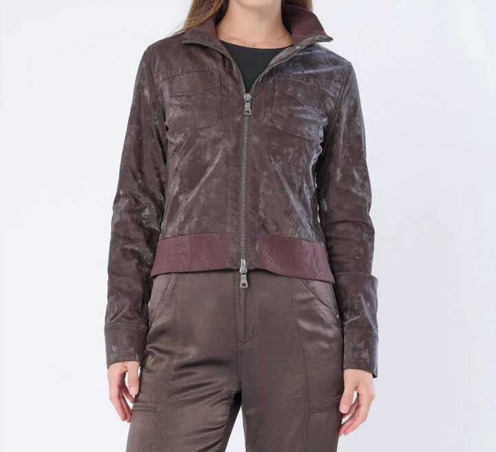 Marrakech Etna Sueded Patent Leather Jacket In Black Coffee