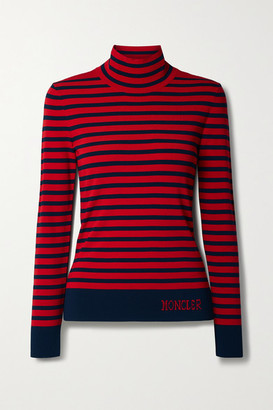 Moncler Lupetto Striped Knitted Turtleneck Sweater - Red
