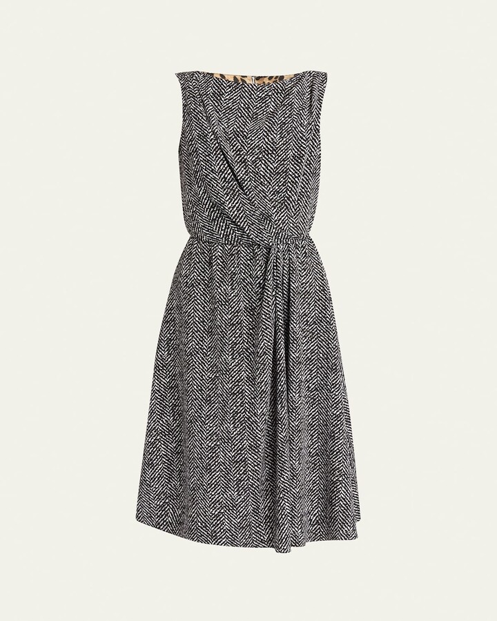 Dolce & Gabbana Draped Chevron Crepe Midi Dress