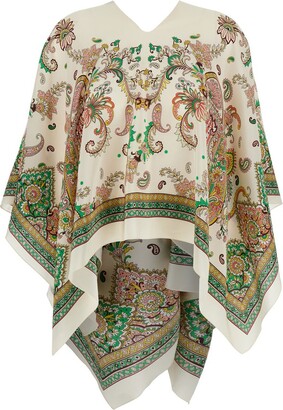 ポンチョ・ケープ Etro Cream Silk Poncho With Floral Paisley Print Etro Cream Silk Poncho With Floral Paisley Print Cape | THE LIST