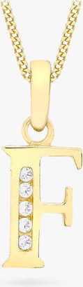 IBB 9ct Gold Cubic Zirconia Initial Pendant Necklace