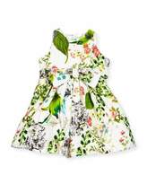 Thumbnail for your product : Helena Sleeveless Floral Pique A-Line Dress, White/Multicolor, Size 7-12