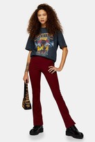 burgundy flared trousers