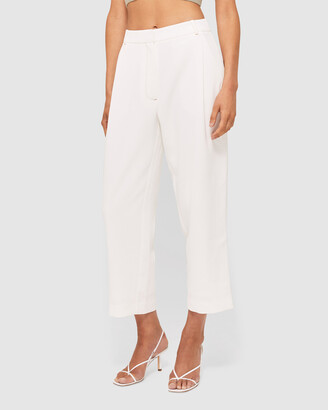 SABA Women's White Pants - Dharma Tuck Front Culottes - ShopStyle Trousers
