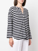 Thumbnail for your product : Majestic Linen Striped Long Sleeve Polo T-shirt