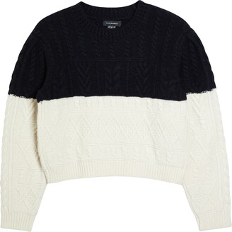 Club Monaco Colorblock Mixed Stitch Wool Crewneck Sweater