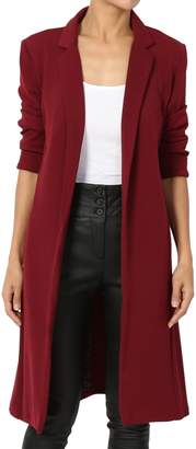 TheMogan Women's Young Contemporary Layer Longline Jacket Wine L