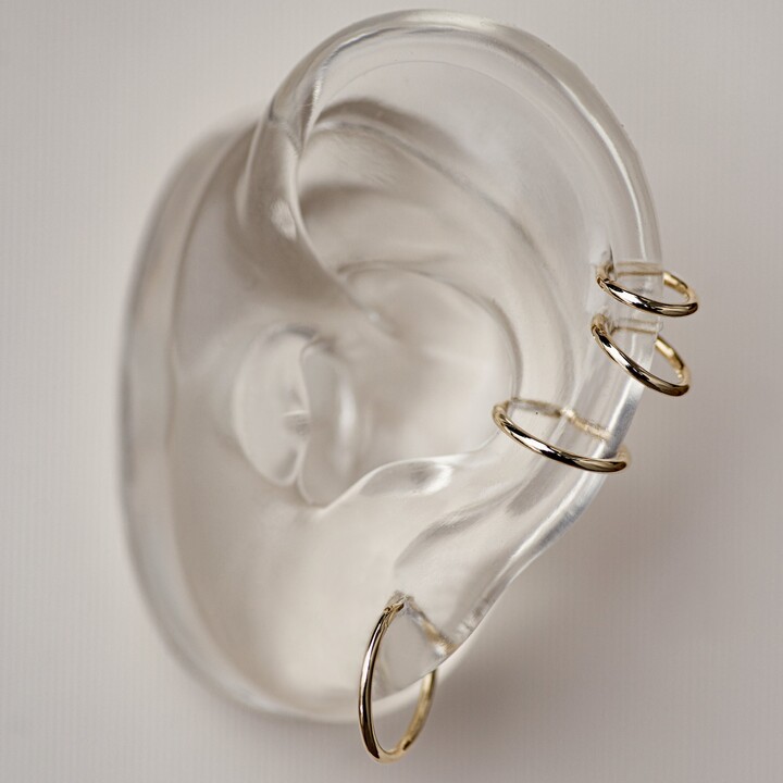 14K Real Solid Gold Hoop Earring - Nose Lip Eyebrow Cartilage Daith Helix Tragu Conch Rook Snug Body Ear Piercing Jewelry 16Gauge