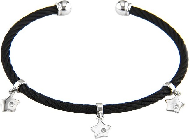 Diamond Select Cuts Star 14K & Stainless Steel 0.03 Ct. Tw. Diamond Bangle Bracelet