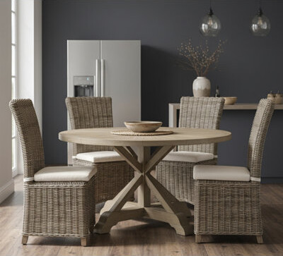 Padmas Plantation Nico Dining Chair-Kubu Grey-With Cushion