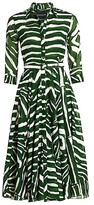 Thumbnail for your product : Samantha Sung Aster Zebra-Stripe Belted Cotton Shirtdress
