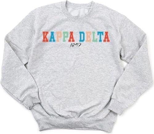 Kite and Crest Kappa Delta Sweatshirt - Kay Dee Vintage Varsity Sorority Crewneck Sweatshirt Ash
