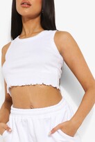 Thumbnail for your product : boohoo Lettuce Hem Crop And Jogger Set