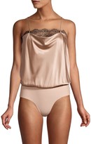Thumbnail for your product : CAMI NYC Romy Lace Trimmed Draped Silk Bodysuit