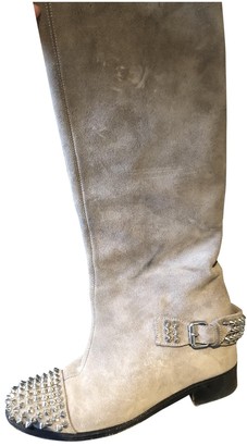 louboutin grey suede boots