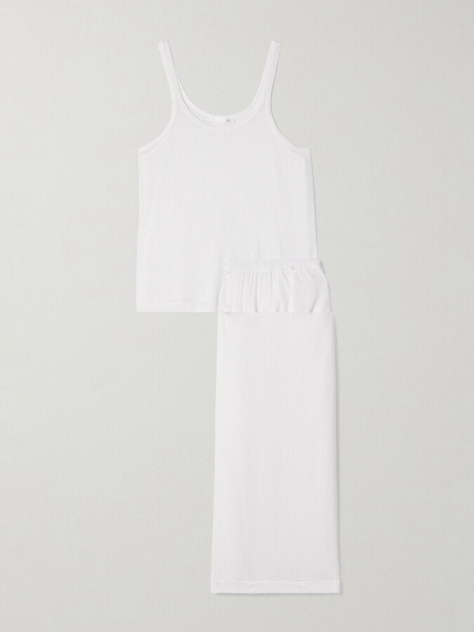 Skin Dreamy Ribbed Stretch-tencel™ Modal Jersey Pajama Set - White